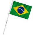 4" x 6" Brazil Imprinted Staff Polyester Stick Flags